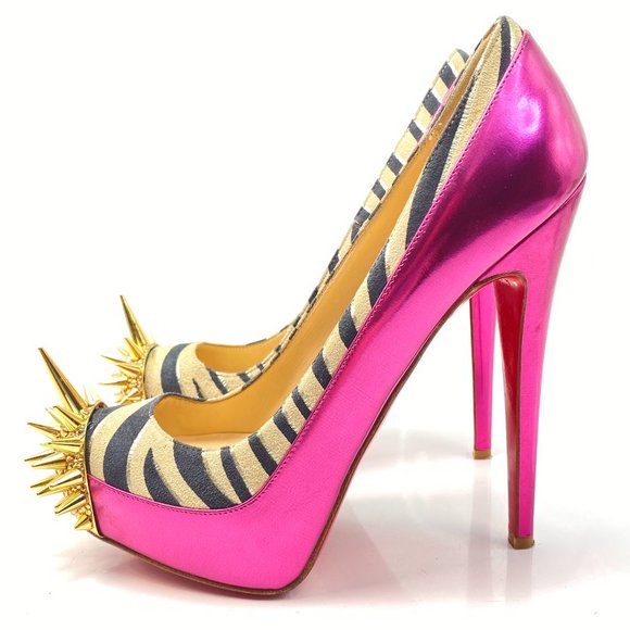Christian Louboutin Asteroid 140 Pink Gold Heels 36 - Picture 1 of 9